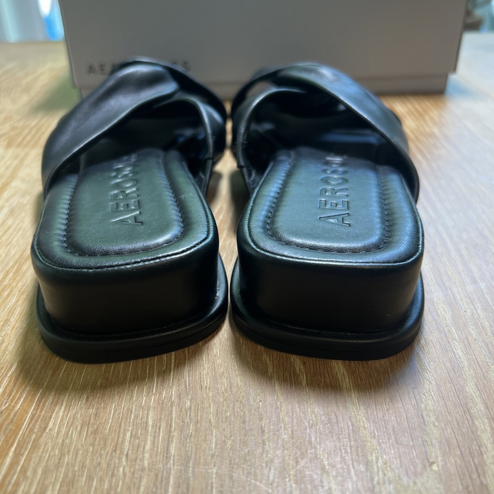 Aerosoles Women's Brady Slide Sandal Wedge 10, Black Leather Ret $90 - Picture 7 of 11